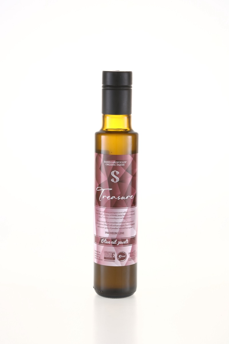 TREASURE Blend EVOO - Flavored evoo with 4 Peppers (Sichuan, Bourbon, Pink, Grains of Paradise), lime and lemongrass